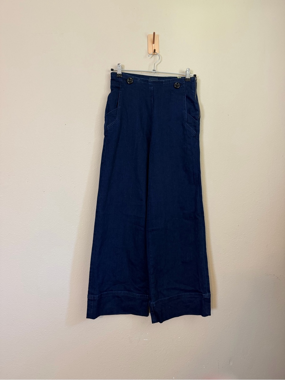 Anthropologie‎ Maeve Sailor Wide Leg Jeans Dark Wash Flare Size 27 Tall - Picture 2 of 8